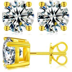 Certified 10ct. Moissanite Earrings Round Stud  Diamond NEW